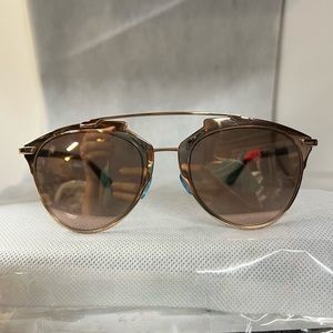 Dior Brown Tinted Round Sunglasses with Gold Frame